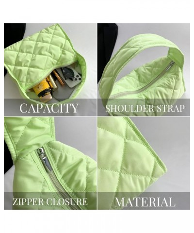 Quilted Puffer Tote Bag Chic Puffy Bag Women Aesthetic Puffer Shoulder Bag for Women Trendy Quilted Tote Bags (Light Green) K...