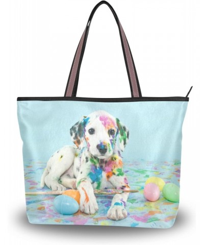 Womens Tote Bags A Funny Little Dalmatian Puppy Top Handle Satchel Work Handbags $13.44 Totes