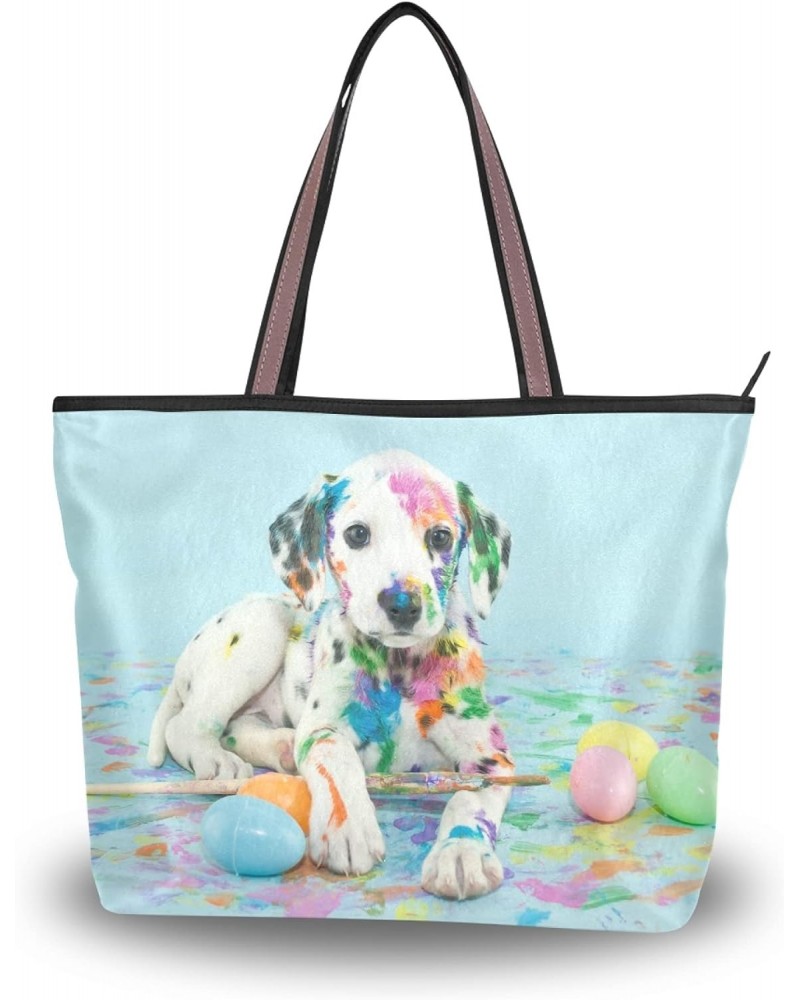 Womens Tote Bags A Funny Little Dalmatian Puppy Top Handle Satchel Work Handbags $13.44 Totes