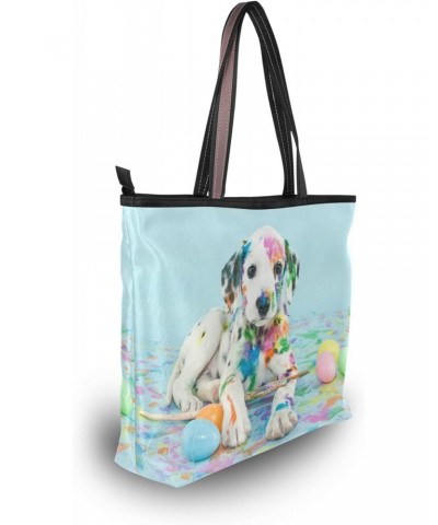 Womens Tote Bags A Funny Little Dalmatian Puppy Top Handle Satchel Work Handbags $13.44 Totes