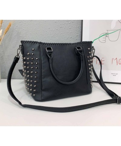 Women Punk 2PCS Purse Top-handle Handbag Clutch PU Leather Satchel Tote Skull Rivet Shoulder Bags Wallet Black Black $37.82 T...