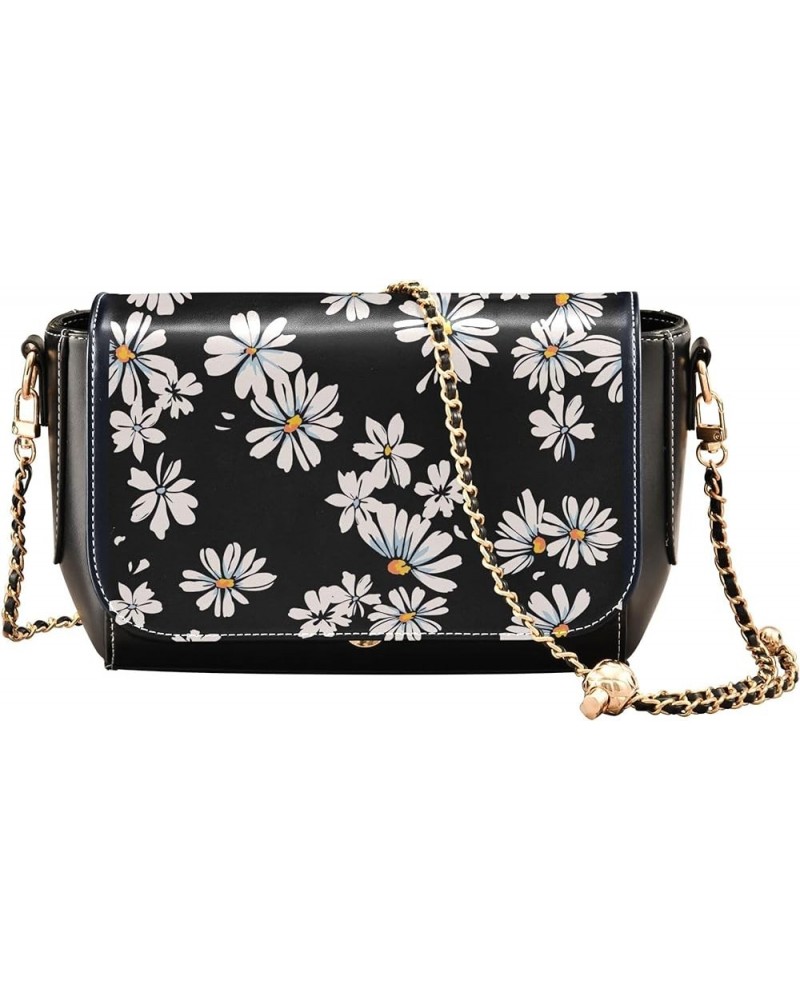 Daisy Cute Wildflower Women Crossbody Purse Casual Women Leather Shoulder Bag Medium Purse with Chain Strap Daisy Flower Prin...