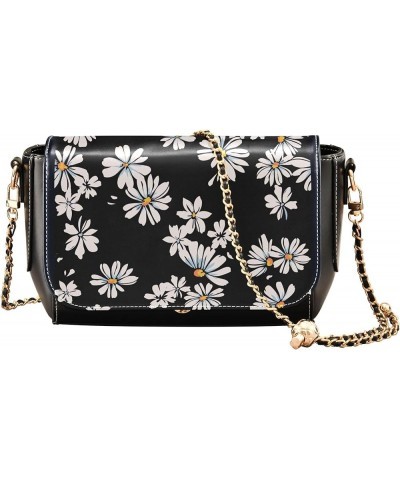 Daisy Cute Wildflower Women Crossbody Purse Casual Women Leather Shoulder Bag Medium Purse with Chain Strap Daisy Flower Prin...