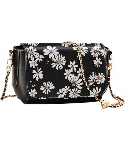 Daisy Cute Wildflower Women Crossbody Purse Casual Women Leather Shoulder Bag Medium Purse with Chain Strap Daisy Flower Prin...