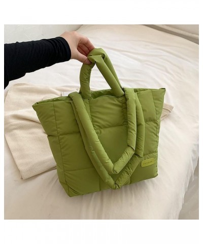 Puffer Tote Bag for Women, Quilted Cotton Padd signer, nter n Padd Shoulr Bag th Adjustable Strap-Blk Section G-green $16.93 ...