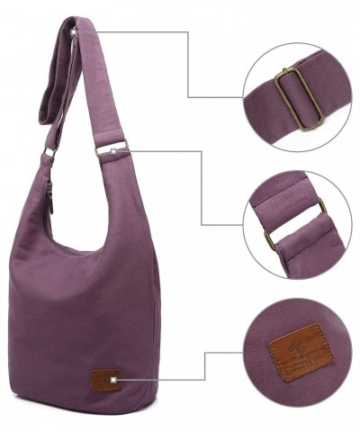 Women Hippie Crossbody Bag Top Zip Large capacity Canvas Sling Bag Jacquard cloth Handmade Bags Purple $12.74 Crossbody Bags