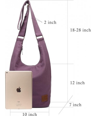 Women Hippie Crossbody Bag Top Zip Large capacity Canvas Sling Bag Jacquard cloth Handmade Bags Purple $12.74 Crossbody Bags