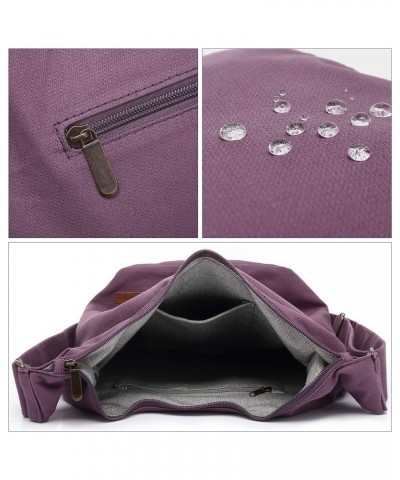 Women Hippie Crossbody Bag Top Zip Large capacity Canvas Sling Bag Jacquard cloth Handmade Bags Purple $12.74 Crossbody Bags