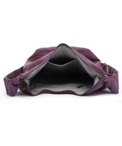 Women Hippie Crossbody Bag Top Zip Large capacity Canvas Sling Bag Jacquard cloth Handmade Bags Purple $12.74 Crossbody Bags