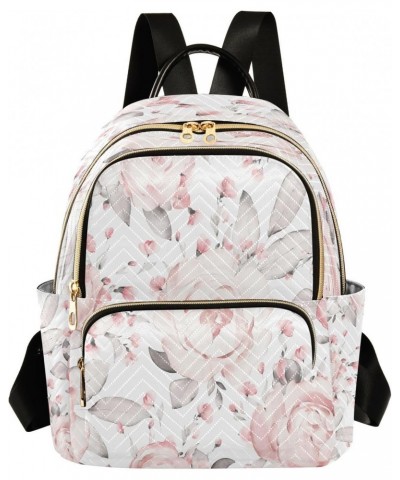 Pink Flowers Roses Peonies Backpack for Women Purse Bag Travel Handbag Shoulder Bag $16.80 Backpacks