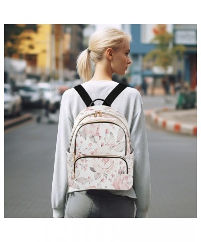 Pink Flowers Roses Peonies Backpack for Women Purse Bag Travel Handbag Shoulder Bag $16.80 Backpacks