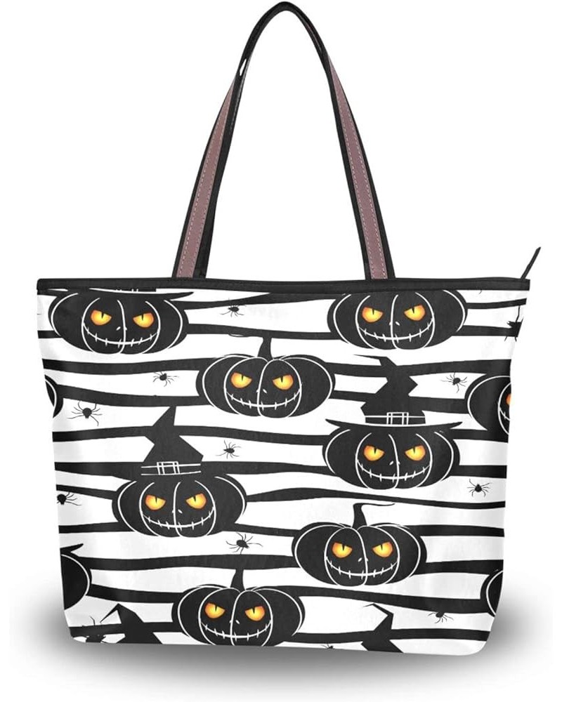 Halloween Pumpkin Tote Purse with Pockets and Compartments,Halloween Pumpkin Tote Bag Zippered Pumpkin 1 $10.14 Totes