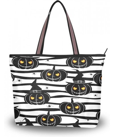 Halloween Pumpkin Tote Purse with Pockets and Compartments,Halloween Pumpkin Tote Bag Zippered Pumpkin 1 $10.14 Totes