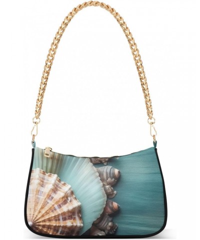 Crossbody Bags for Women Shoulder Purse Blue Sea Shell Handbags Stylish Clutch Purse with Chain Strap $12.60 Shoulder Bags