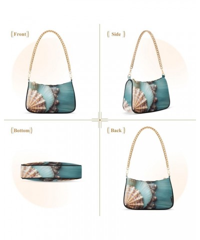 Crossbody Bags for Women Shoulder Purse Blue Sea Shell Handbags Stylish Clutch Purse with Chain Strap $12.60 Shoulder Bags