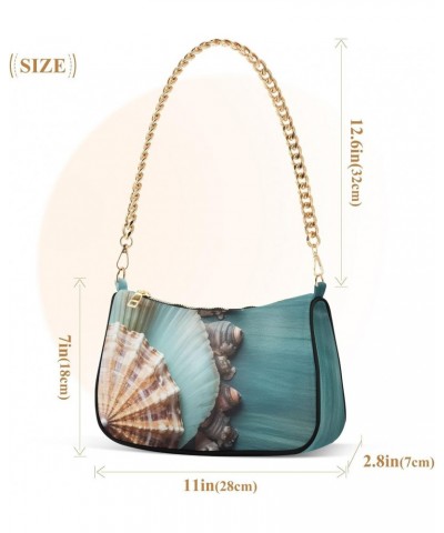 Crossbody Bags for Women Shoulder Purse Blue Sea Shell Handbags Stylish Clutch Purse with Chain Strap $12.60 Shoulder Bags