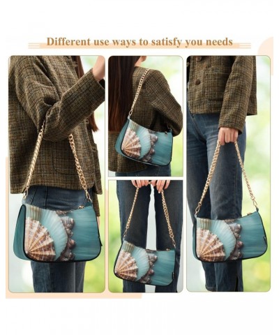 Crossbody Bags for Women Shoulder Purse Blue Sea Shell Handbags Stylish Clutch Purse with Chain Strap $12.60 Shoulder Bags