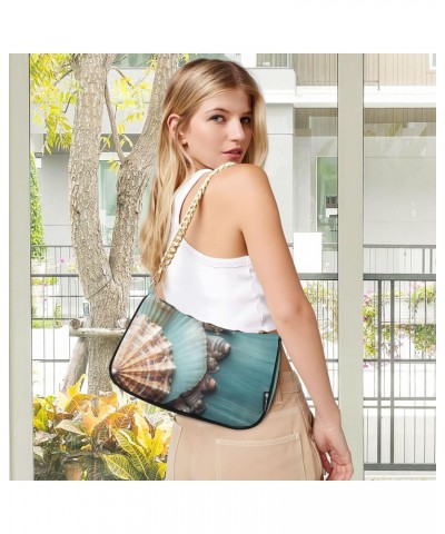 Crossbody Bags for Women Shoulder Purse Blue Sea Shell Handbags Stylish Clutch Purse with Chain Strap $12.60 Shoulder Bags