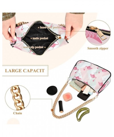 Polka Pink Flamingo Simple Bag with Compartments, Lightweight Handbags, 18x28x7cm, Gold Chain Pink Flamingo $16.19 Evening Bags