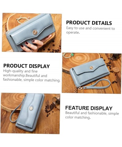 Portable Wallet 2 Pcs Long Wallet Pu Clip Student Fashion Wrist Band Wallet 18.5X10X3CM Blue $14.99 Clutches