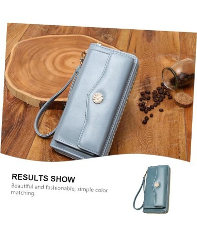 Portable Wallet 2 Pcs Long Wallet Pu Clip Student Fashion Wrist Band Wallet 18.5X10X3CM Blue $14.99 Clutches