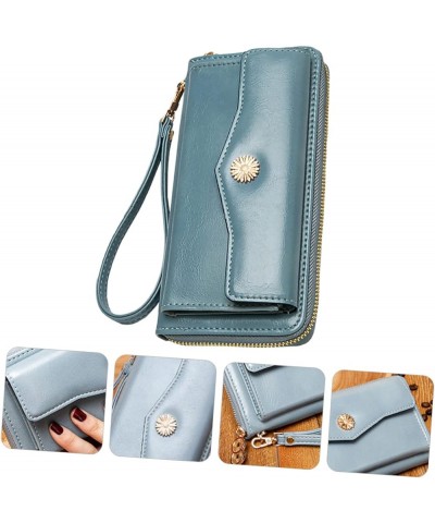 Portable Wallet 2 Pcs Long Wallet Pu Clip Student Fashion Wrist Band Wallet 18.5X10X3CM Blue $14.99 Clutches