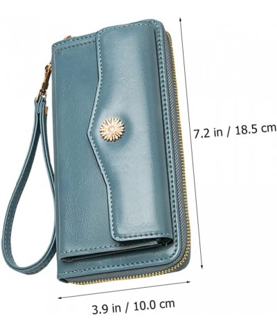 Portable Wallet 2 Pcs Long Wallet Pu Clip Student Fashion Wrist Band Wallet 18.5X10X3CM Blue $14.99 Clutches