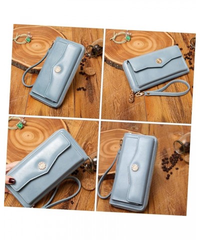 Portable Wallet 2 Pcs Long Wallet Pu Clip Student Fashion Wrist Band Wallet 18.5X10X3CM Blue $14.99 Clutches