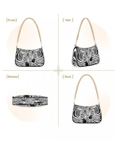 Animal Zebra Leopard Print Shoulder Handbags for Women Travel Hobo Tote Handbag Women Gold Chain Shoulder Bags Purse with Zip...