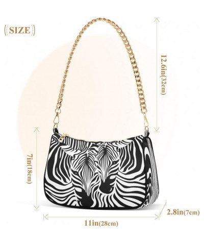 Animal Zebra Leopard Print Shoulder Handbags for Women Travel Hobo Tote Handbag Women Gold Chain Shoulder Bags Purse with Zip...