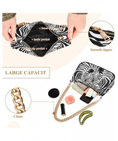 Animal Zebra Leopard Print Shoulder Handbags for Women Travel Hobo Tote Handbag Women Gold Chain Shoulder Bags Purse with Zip...