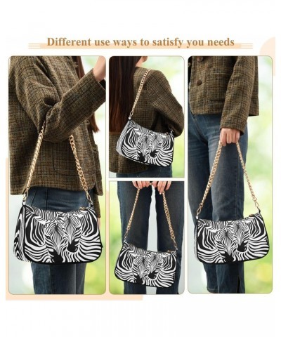 Animal Zebra Leopard Print Shoulder Handbags for Women Travel Hobo Tote Handbag Women Gold Chain Shoulder Bags Purse with Zip...