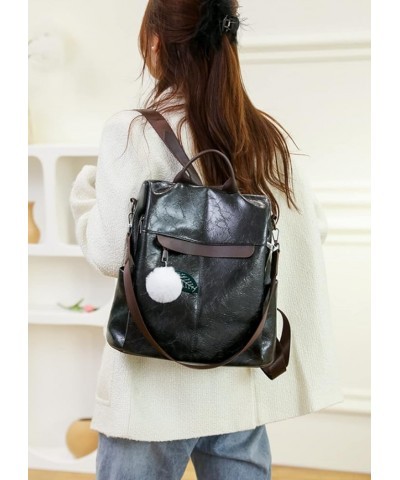 Backpack Large Capacity Women's PU Women's Travel Bag Backpack Ladies Backpack, Black, 23 * 16 * 32cm Black 23*16*32cm $27.04...