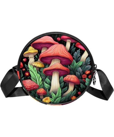 Women Fashionable Crossbody Bag – Versatile Round Bag for Every Occasion, Cute Mushroom Print Color8 $8.82 Crossbody Bags