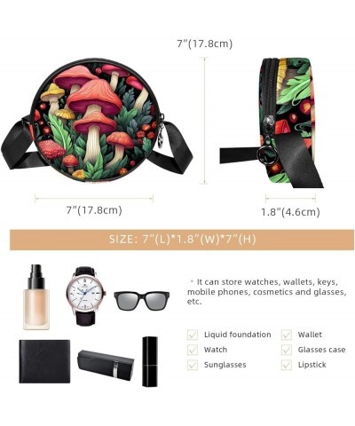 Women Fashionable Crossbody Bag – Versatile Round Bag for Every Occasion, Cute Mushroom Print Color8 $8.82 Crossbody Bags