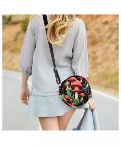 Women Fashionable Crossbody Bag – Versatile Round Bag for Every Occasion, Cute Mushroom Print Color8 $8.82 Crossbody Bags