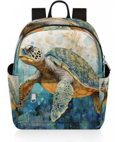 Ocean Sea Turtle Small Backpack for Women Ladies Mini Backpack Travel Casual Backpack Purse Satchel Daypack $17.53 Backpacks