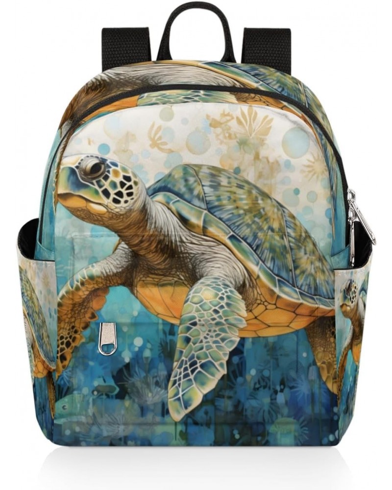 Ocean Sea Turtle Small Backpack for Women Ladies Mini Backpack Travel Casual Backpack Purse Satchel Daypack $17.53 Backpacks