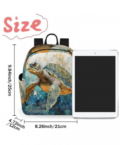 Ocean Sea Turtle Small Backpack for Women Ladies Mini Backpack Travel Casual Backpack Purse Satchel Daypack $17.53 Backpacks