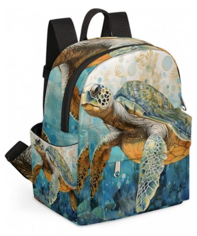 Ocean Sea Turtle Small Backpack for Women Ladies Mini Backpack Travel Casual Backpack Purse Satchel Daypack $17.53 Backpacks