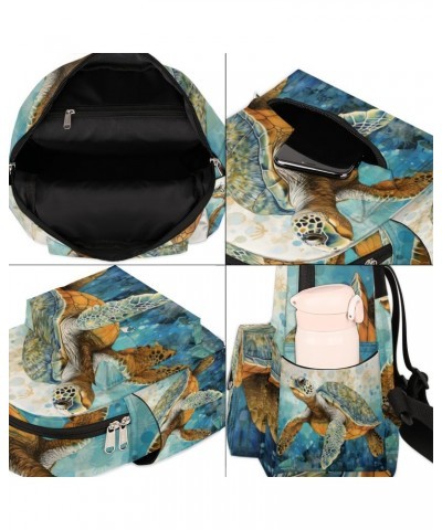 Ocean Sea Turtle Small Backpack for Women Ladies Mini Backpack Travel Casual Backpack Purse Satchel Daypack $17.53 Backpacks