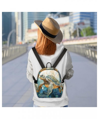 Ocean Sea Turtle Small Backpack for Women Ladies Mini Backpack Travel Casual Backpack Purse Satchel Daypack $17.53 Backpacks