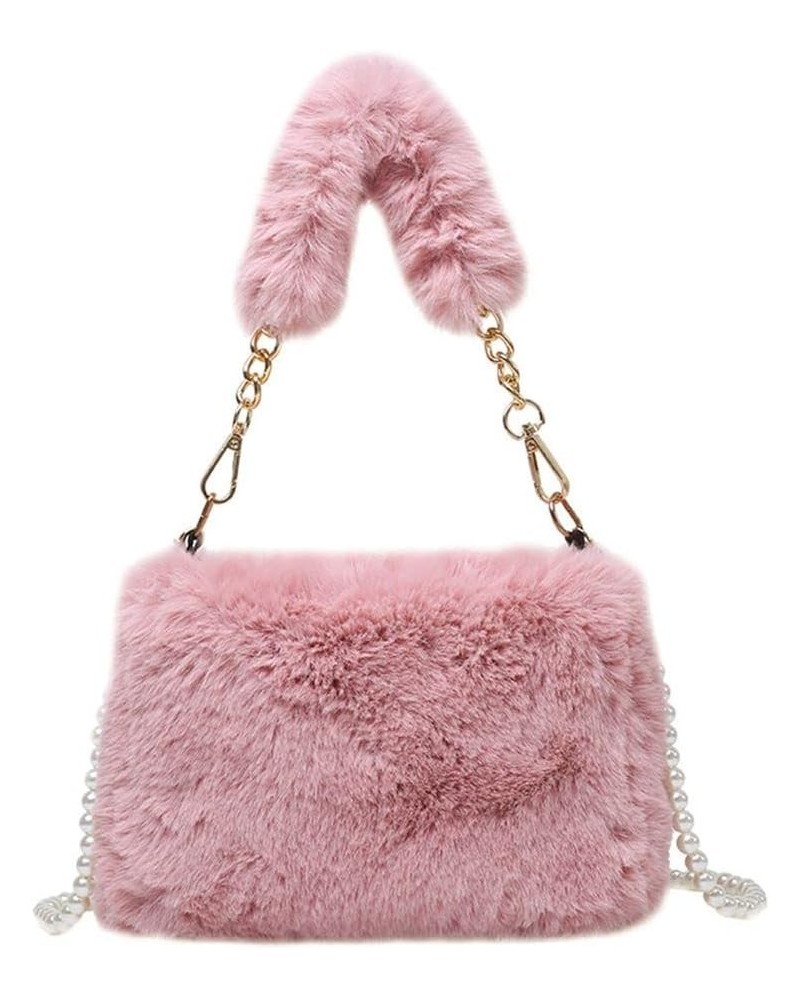 Plush Shoulders Bags Pearl Chain Bag Women Winter Plush Bags Soft Fluffy Bags Solid Furry Temperament Handbag Faux Fur Should...