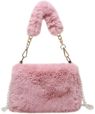 Plush Shoulders Bags Pearl Chain Bag Women Winter Plush Bags Soft Fluffy Bags Solid Furry Temperament Handbag Faux Fur Should...