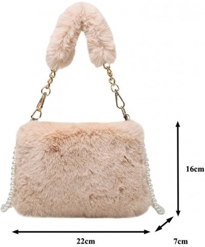 Plush Shoulders Bags Pearl Chain Bag Women Winter Plush Bags Soft Fluffy Bags Solid Furry Temperament Handbag Faux Fur Should...