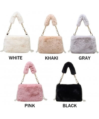 Plush Shoulders Bags Pearl Chain Bag Women Winter Plush Bags Soft Fluffy Bags Solid Furry Temperament Handbag Faux Fur Should...