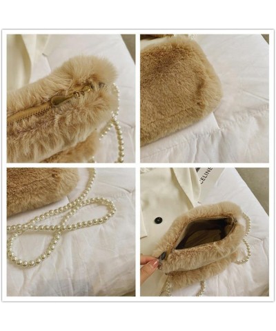 Plush Shoulders Bags Pearl Chain Bag Women Winter Plush Bags Soft Fluffy Bags Solid Furry Temperament Handbag Faux Fur Should...