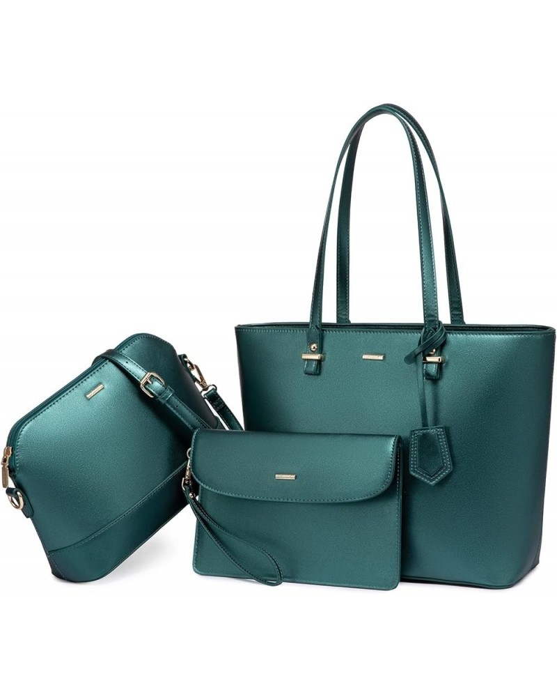 Purses and Handbags for Women Fashion Tote Bags Shoulder Bag Top Handle Satchel Bags 3pcs-1 Pearl Green $16.45 Totes