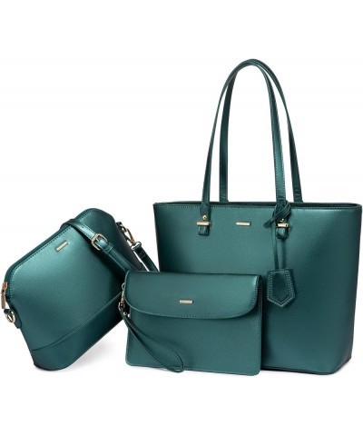 Purses and Handbags for Women Fashion Tote Bags Shoulder Bag Top Handle Satchel Bags 3pcs-1 Pearl Green $16.45 Totes