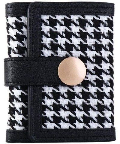 Short Wallet Mini Women Clutch Bag Card Holders Clutch Portable Multi-Card Pocket Women Houndstooth Wallet Women Black_Short ...